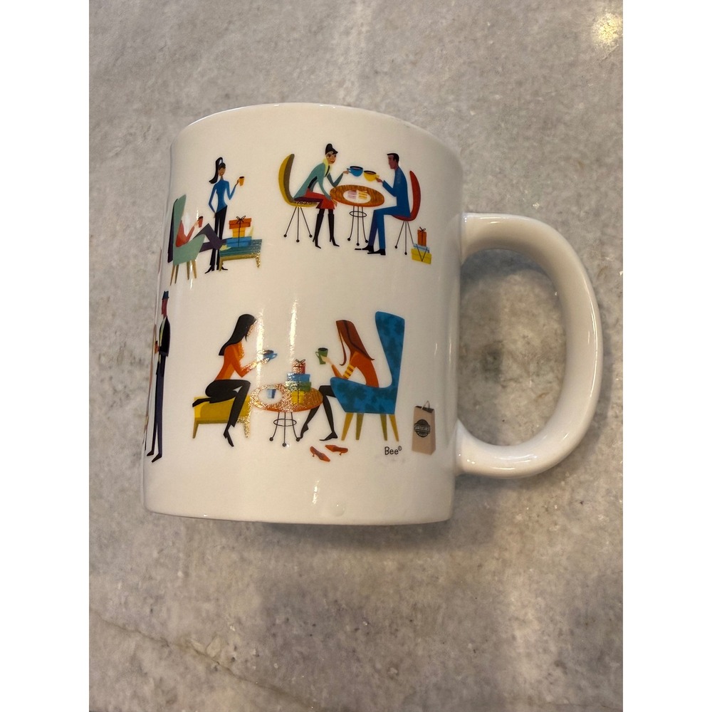 Seattle's Best Coffee Mug Bloom Inc‎ Mid century Style Cafe Illustration White